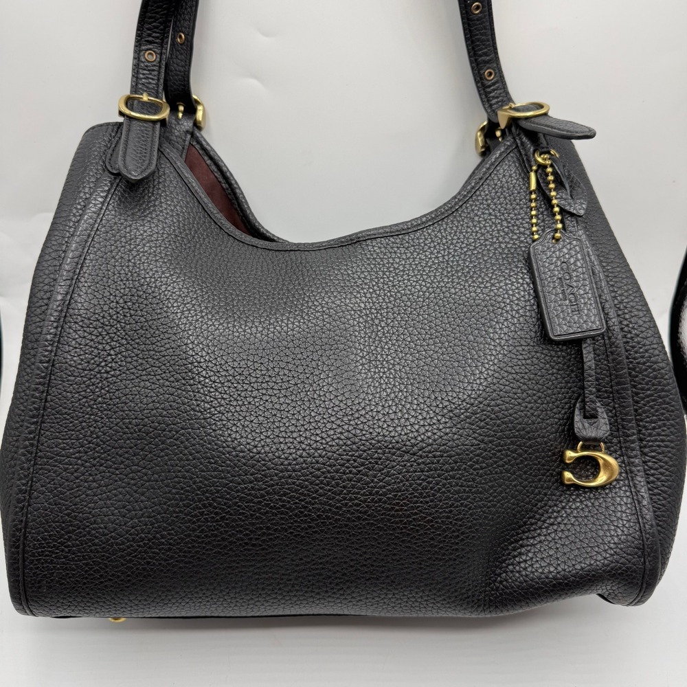 Coach Lori Shoulder Bag Black Pebbled Leather Brass Hardware Style C4824